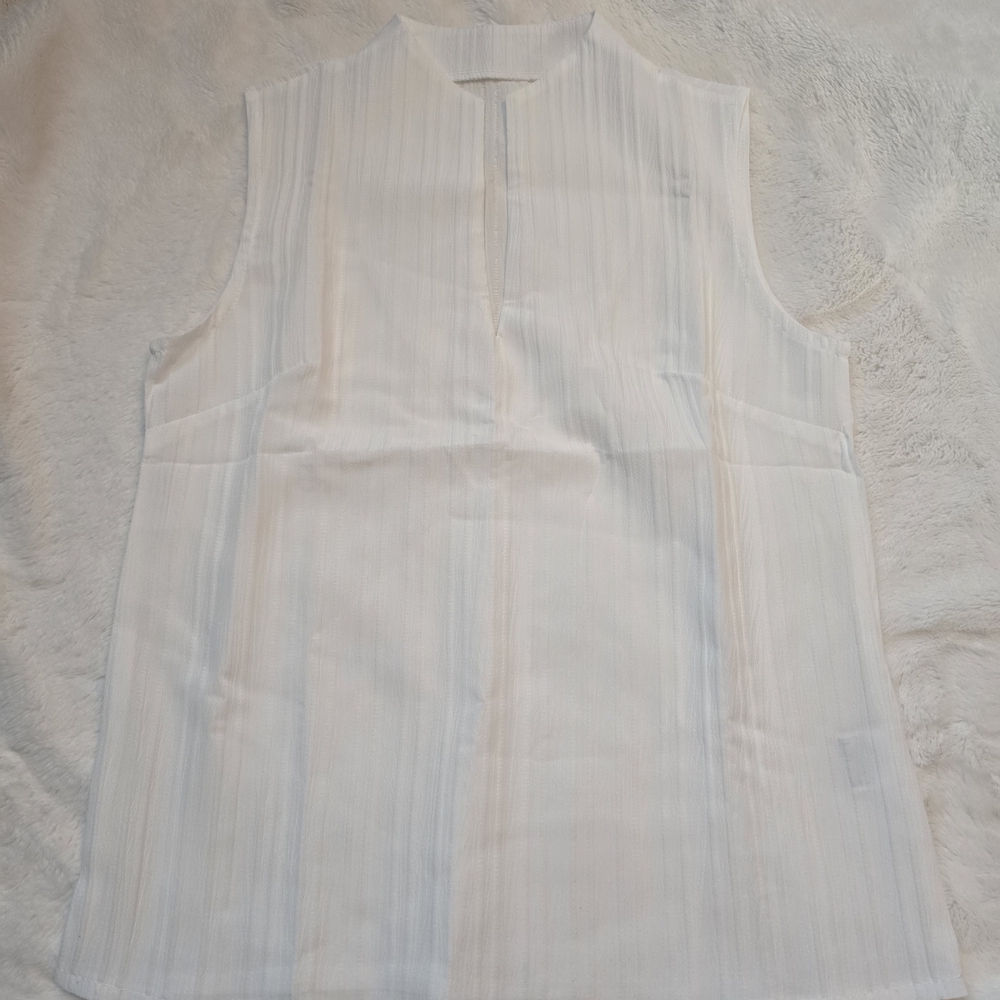 Sleeveless White Stripe Tank Top